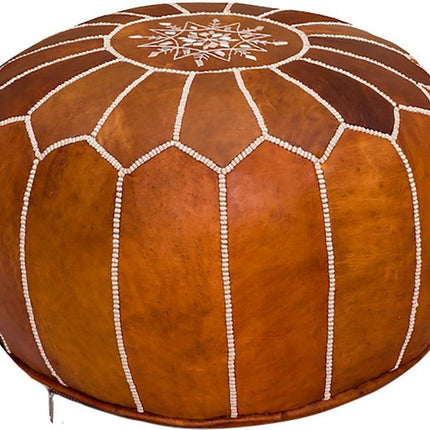 Moroccan Handmade Poef - Cognac