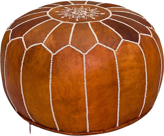 Moroccan Handmade Poef - Cognac