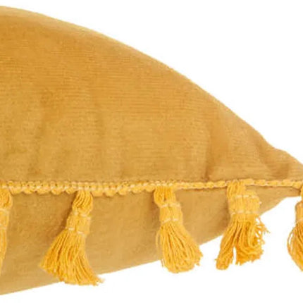 Sierkussen Fleur - Geel - velours met tassels - 30x50 cm