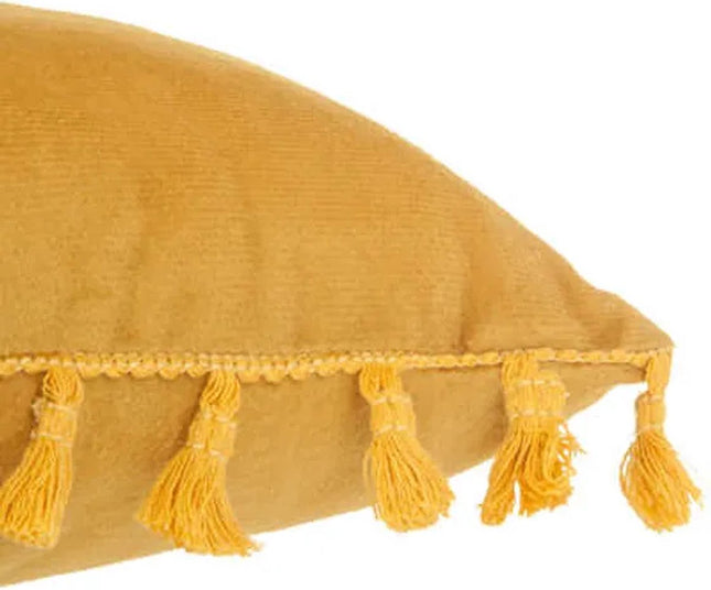 Sierkussen Fleur - Geel - velours met tassels - 30x50 cm
