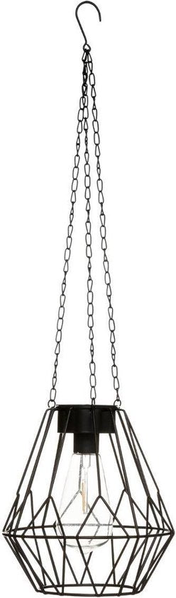 solar hanglamp zwart  - werkt op zonne-energie - H 24 cm + Ketting 40 cm