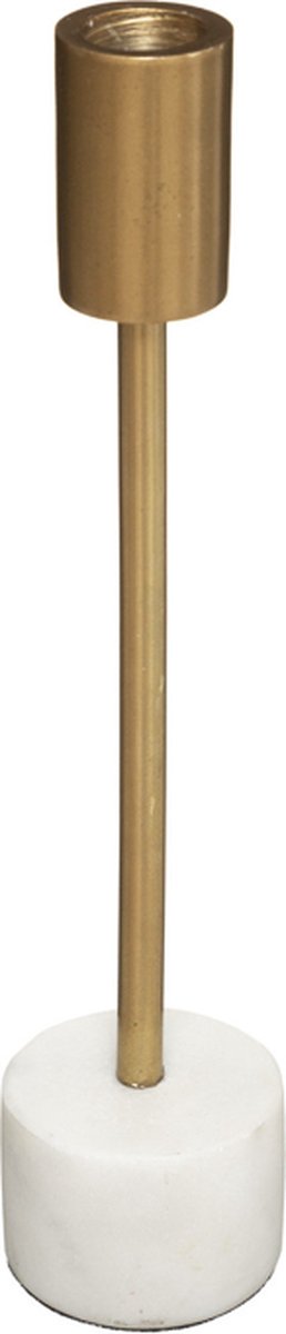 Marmeren kandelaar Hoogte 27 cm wit en goud | kaarsenstandaard marmer