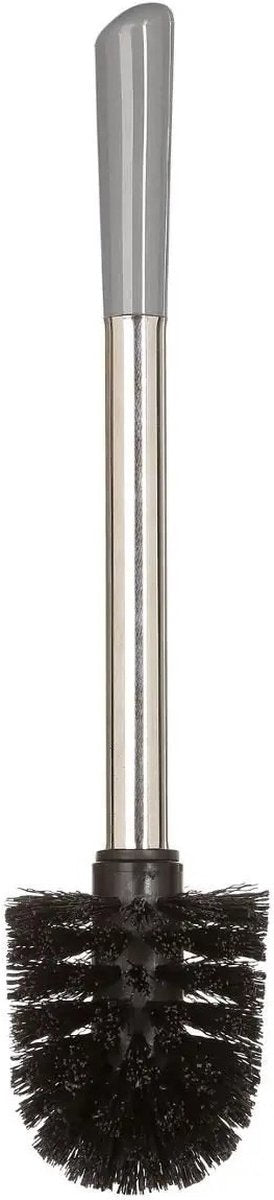 2x 5five wc-/toiletborstel met houder rond - grijs glans - keramiek - 36 cm