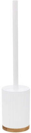 WC-/toiletborstel met houder rond wit polyresin/steen 40 cm