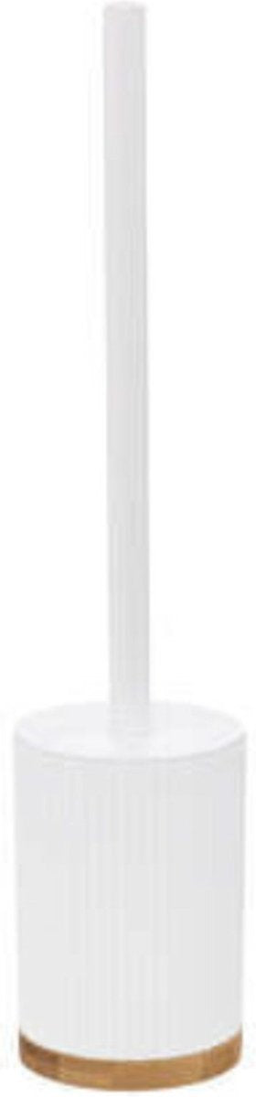 5Five WC-/toiletborstel met houder wit polyresin/steen 40 cm - Set 2x stuks