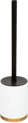 WC-/toiletborstel met houder rond wit polyresin/steen 40 cm