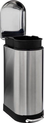 5Five Prullenbak/pedaalemmer Ariane - zilver - rvs metaal - 30 liter - 42 x 25 x 62 cm - keuken