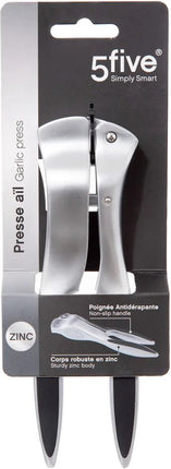 5Five Knoflookpers - zilver/zwart - zink - 18 cm - kook/keuken gerei