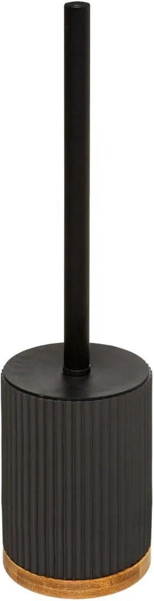 5Five WC-/toiletborstel met houder zwart polyresin/steen 40 cm - Set 2x stuks