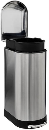 5Five Prullenbak/pedaalemmer Ariane - zilver - rvs metaal - 30 liter - 42 x 25 x 62 cm - keuken