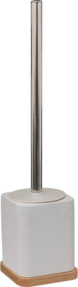 5Five toiletborstel/WC-borstel in houder - wit - 36 x 9 cm - bamboe/kunststeen - badkamer
