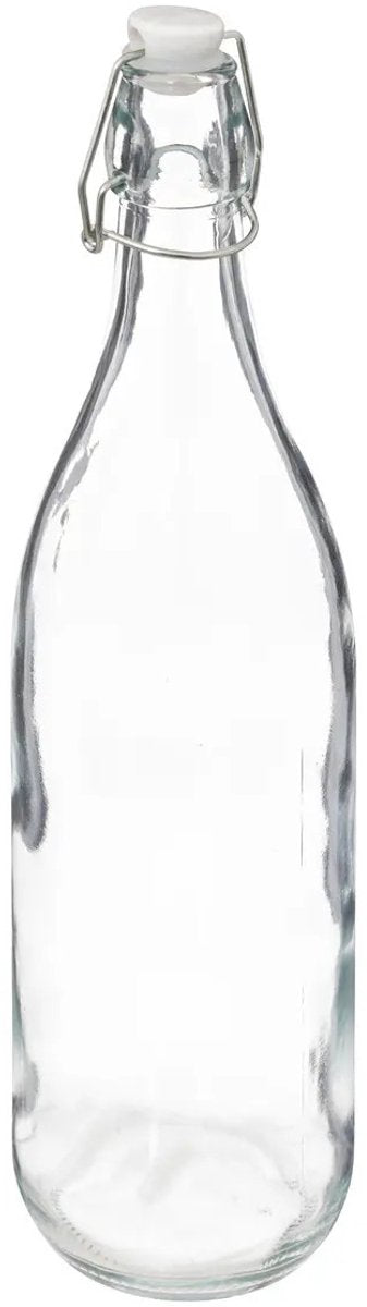 5Five Beugelfles/weckfles - glas - transparant - luchtdicht - 1 liter - waterfles - limonade