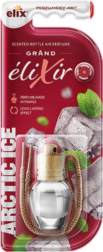 Elix - Elixir Auto Luchtverfrisser - Houten Geurhanger - Interieur Parfum Auto - Luxe Air Freshener Flesje - Geurhanger Auto & Huis - 8ml - Arctic Ice