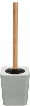 5five Toiletborstel met houder - wit - kunststof en bamboe - 38 cm - wc borstel