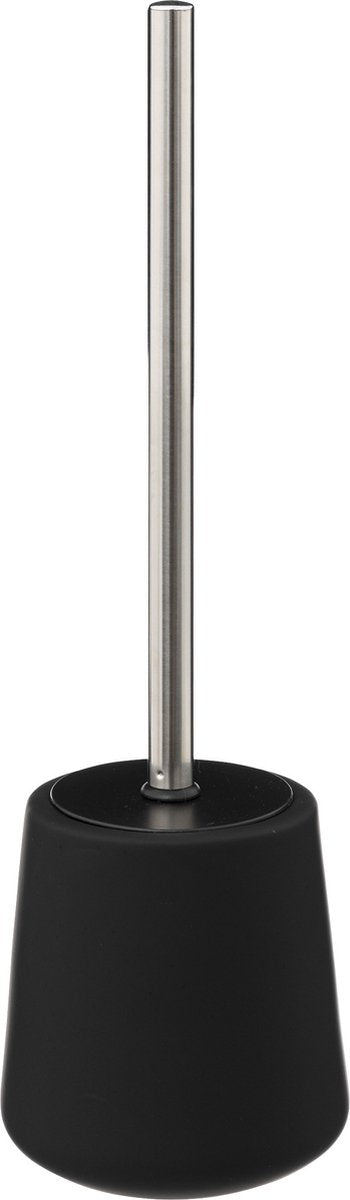 5Five WC-/toiletborstel met houder - zandsteen - zwart - rond - 39 cm