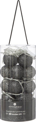 Atmosphera Lichtslinger - 20 verlichte balletjes/bollen 6 cm - zwart - 435 cm - stekker