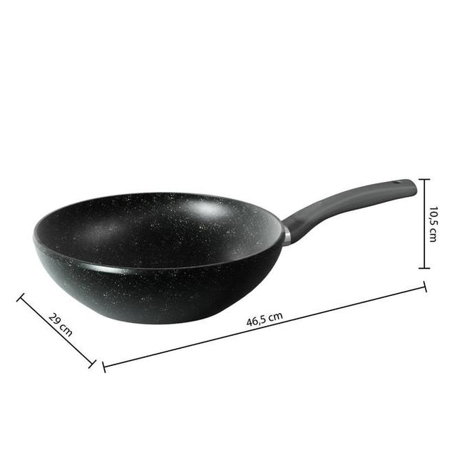 Caractère Wokpan Ø28 cm – Gesmeed Aluminium – Zwart