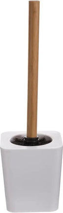 5five Toiletborstel met houder - wit - kunststof en bamboe - 38 cm - wc borstel