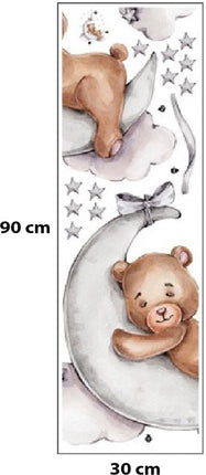 Sipo Wandsticker Beer op de Maan - Zelfklevende Ruimte Muurdecoratie voor Kinderkamer - 72x57 cm - Space Wandsticker met Sterren en Maan