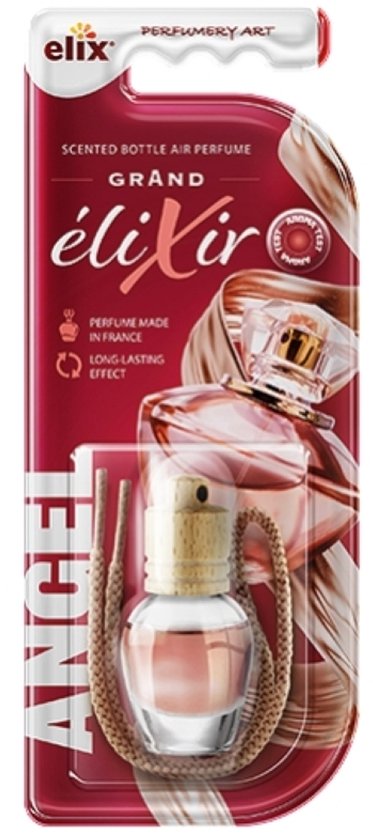 Elix - Elixir Auto Luchtverfrisser - Houten Geurhanger - Interieur Parfum Auto - Luxe Air Freshener Flesje - Geurhanger Auto & Huis - 8ml - Angel