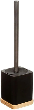 5Five toiletborstel/WC-borstel in houder - zwart - 36 x 9 cm - bamboe/kunststeen - badkamer