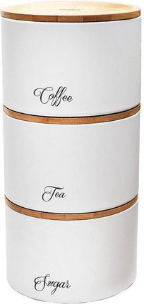 Klausberg 7507 stapelbare voorraadpotten set van 3 - koffie, thee, suiker - wit