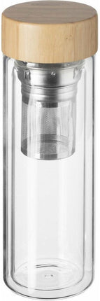 Secret de Gourmet Theefles - 2x - dubbelwandig - glas/bamboe - 40 cl - infusiefles/theepot