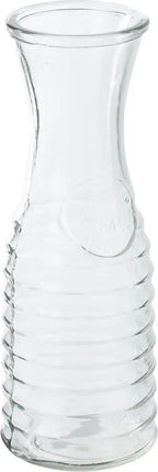 Secret de Gourmet schenk Karaf - 3x - 1 liter - glas - D10 x H26 cm - Met uitlopende hals - Waterkan - Sapkan