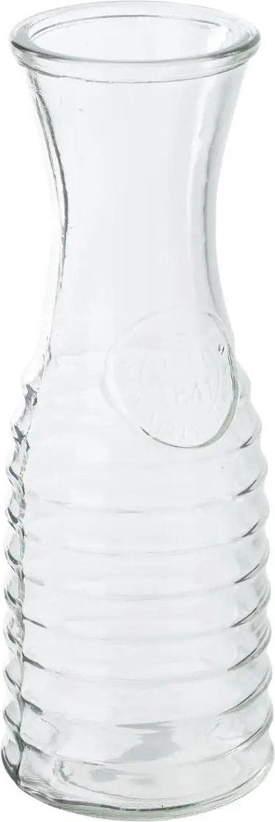 Secret de Gourmet schenk Karaf - 3x - 1 liter - glas - D10 x H26 cm - Met uitlopende hals - Waterkan - Sapkan