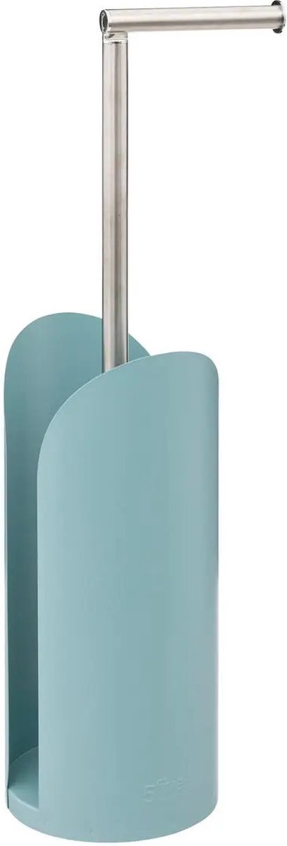 5Five - Wc/toiletrolhouder ijsblauw met rollen reservoir - kunststof/metaal - 59 cm