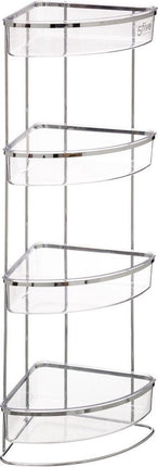 Doucherekje/badkamerrekje hoek staand metaal/kunststof met 4 lagen 23 x 23 x 78 cm - Opberg rekjes voor shampoo/douchegel
