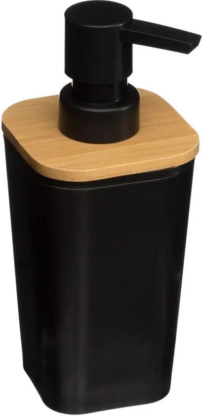 5Five Zeeppompje/zeepdispenser - polyresin - zwart - 300 ml - navulbaar - toilet/badkamer/keuken