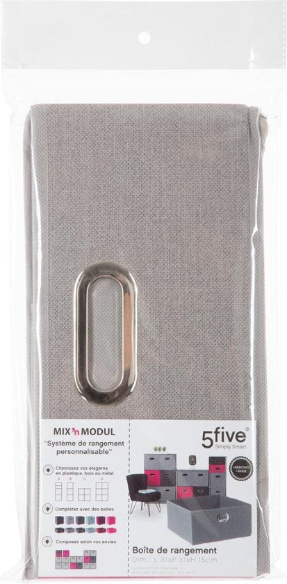 5five opbergmand beige van linnen - set van 4 stuks - 14 liter - 31 x 31 x 15 cm