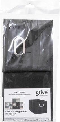 5Five Opbergmand/kastmand - Set van 3x stuks - zwart - linnen - 7 liter - 31 x 15 x 15 cm - Opbergbox - Vakkenkast manden
