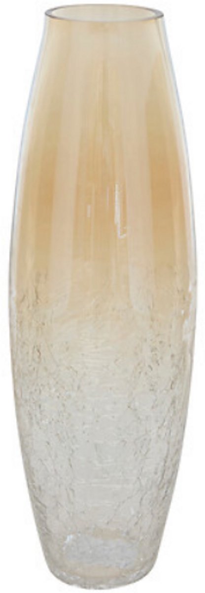 Alexis Transparante Vaas met Gouden Craquelé - Glas - Hoge Bloemenvaas 40 cm - D. 13 cm - Decoratieve Vaas