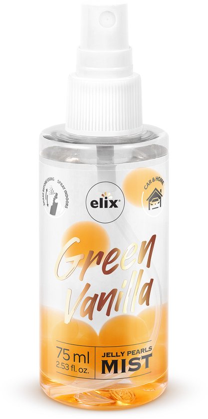Elix - Jelly Pearls Luchtverfrisser Spray - Auto Luchtverfrisser Compact - Interieur Parfum - voor Kamer & Auto Geur Spray - 75ml - Green Vanilla