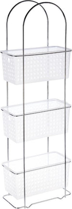Doucherekje/badkamerrekje staand metaal/kunststof met 3 lagen 30 x 15 x 85 cm - Opberg rekjes voor shampoo/douchegel