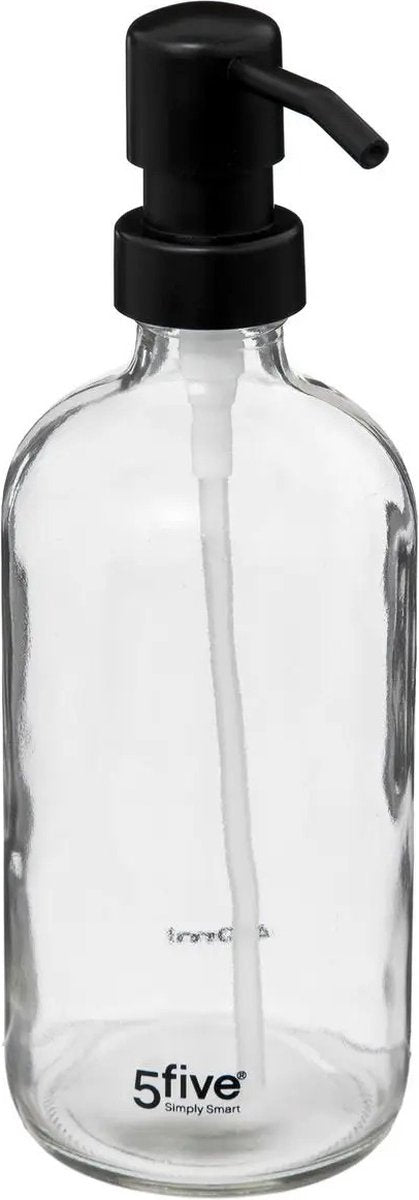 5five Zeeppompje/zeepdispenser van glas - transparant - 450 ml