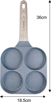 Klausberg 7822 koekenpan met 4 vormen voor eieren, burgers en pannenkoeken - grijs