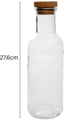 HOMLA Maeve glazen waterkaraf met kurken stopper - set van 4 - 1 liter per karaf