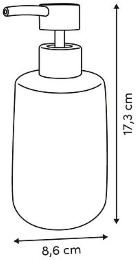 Zeepdispenser Keramiek Hoog - 17.3 cm Celadongroen – Stijlvolle Badkameraccessoire - Zeeppomp - Keramisch - Hervulbaar - Groene Strepen - Groen