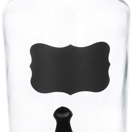 HOMLA - Allos Drankdispenser - Sapdispensers - Drankcontainer - Set van 2 - Waterdispenser met Metalen Standaard, Dubbele Kraan & met Kurkdeksel - 2 Liters - Transparant