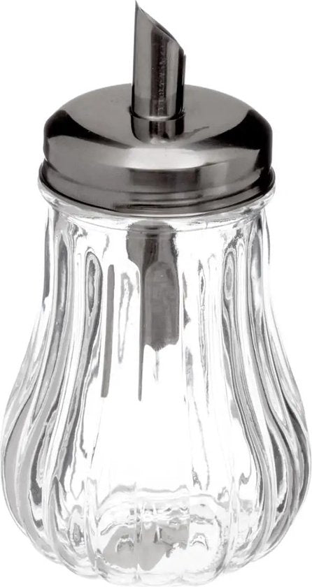 5Five - Suikerpot / suikerstrooier - glas met RVS tuit - 180ml - dispenser