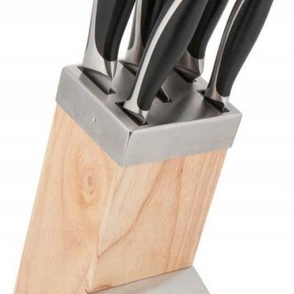 Kinghoff messenset 6-delig met houten standaard en ABS handvaten