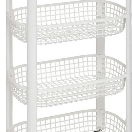5Five Keuken/badkamer trolley 4 laags - L46 x B25 x H79 cm - wit - kunststof - met wielen - opberg mandjes/bakjes