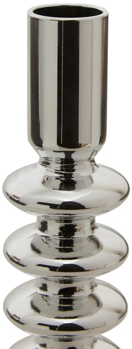 Atmosphera kaarsen kandelaar - decoratief glas - dinerkaarsen - zilver - D9 x H22 cm