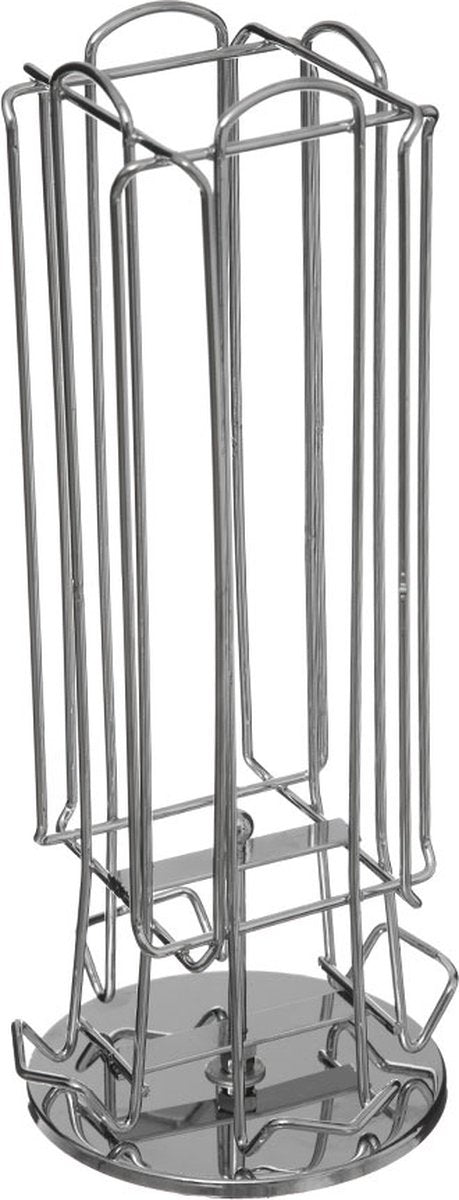 Koffie cup/capsule houder/dispenser zilver roterend 20 cups - Koffiecups houder/standaard - Metalen Nespresso cuphouder