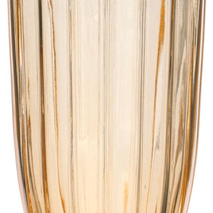 Waterglas - Cocktailglas - Sapglas - Geribbeld Drinkglas - Gestreept Glas - Set van 6 - Vintage Waterglas - 440ml - 8.2 x 8.2 x 14.2 cm - Amber