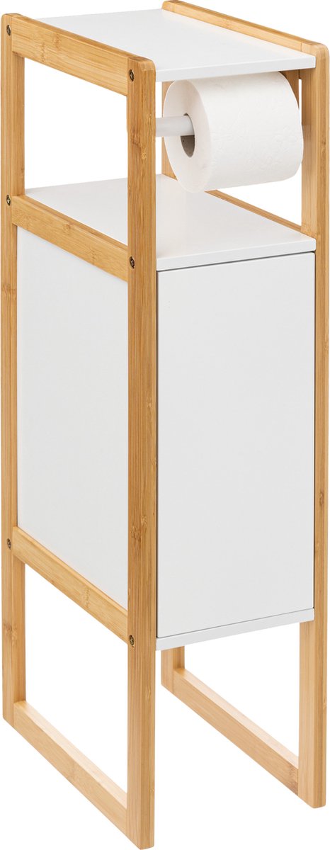 Toiletrolhouder Natureo met Reserverolhouder 33x20x80cm - Wit/Bruin