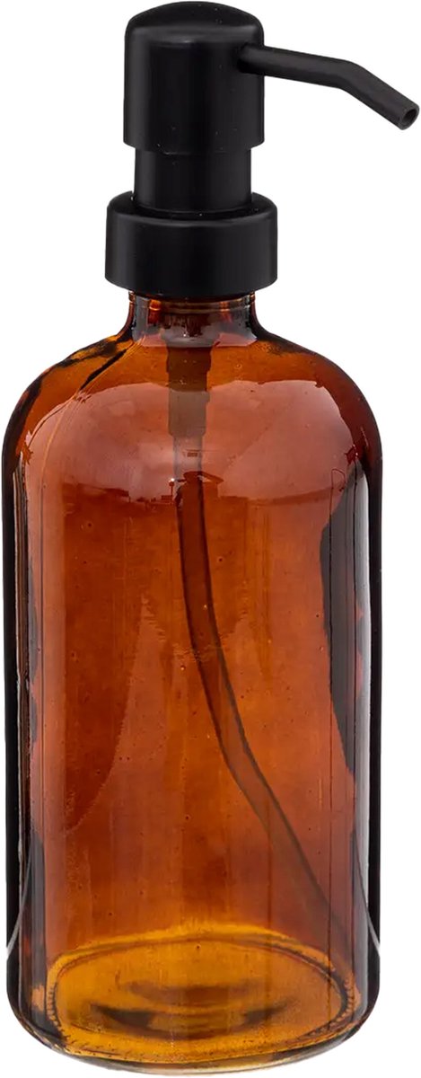5Five Zeeppompje/dispenser Glass Lotion - transparant bruin - 7 x 21 cm - 450 ml - glas